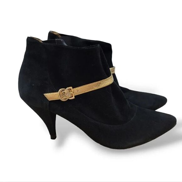 Vintage 90's Y2K Sigerson Morrison Electtra Suede Ankle Strap Kitten Heel Bootie - Picture 1 of 10